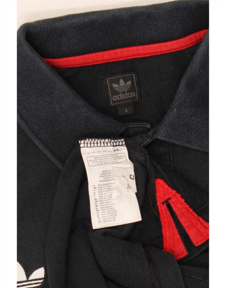 ADIDAS Mens Polo Shirt Small Black Colourblock Cotton