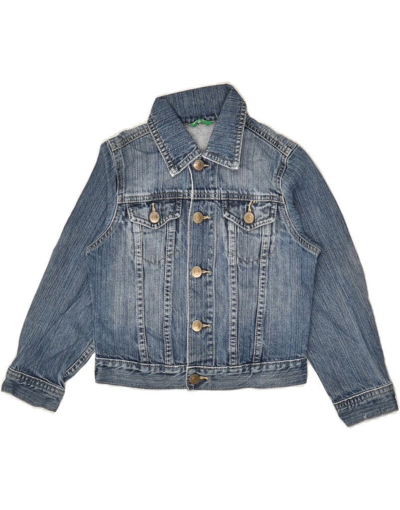 BENETTON Girls Denim Jacket 3-4 Years XS  Navy Blue Cotton | Vintage Benetton | Thrift | Second-Hand Benetton | Used Clothing | Messina Hembry 