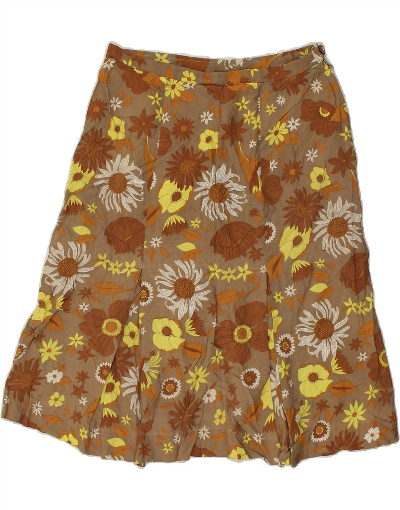 VINTAGE Womens A-Line Skirt W28 Medium  Brown Floral | Vintage Vintage | Thrift | Second-Hand Vintage | Used Clothing | Messina Hembry 