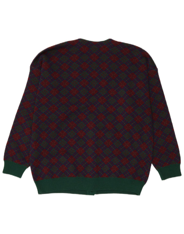 Stefanel Mens Cardigan Sweater Medium Navy Blue Fair Isle