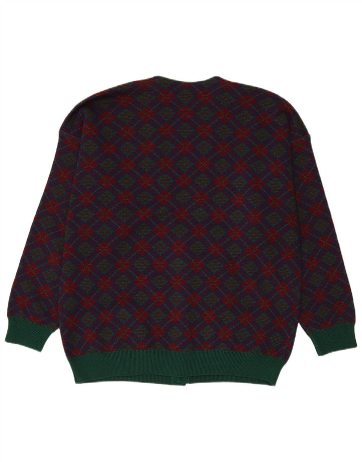 Stefanel Mens Cardigan Sweater Medium Navy Blue Fair Isle