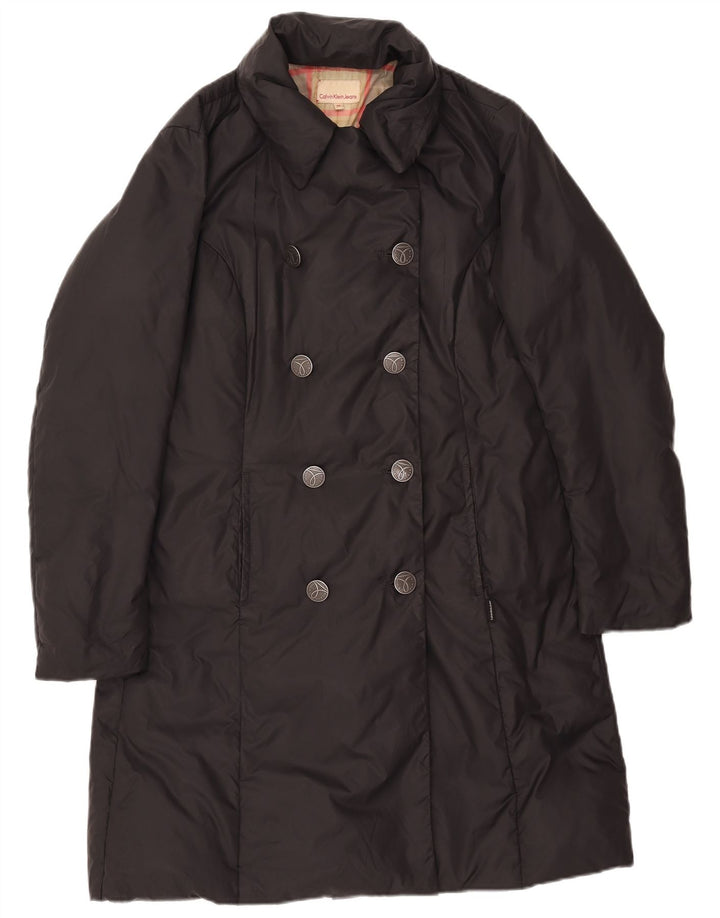 Calvin Klein Jeans Womens Double Breasted Padded Coat UK 14 Medium Black
