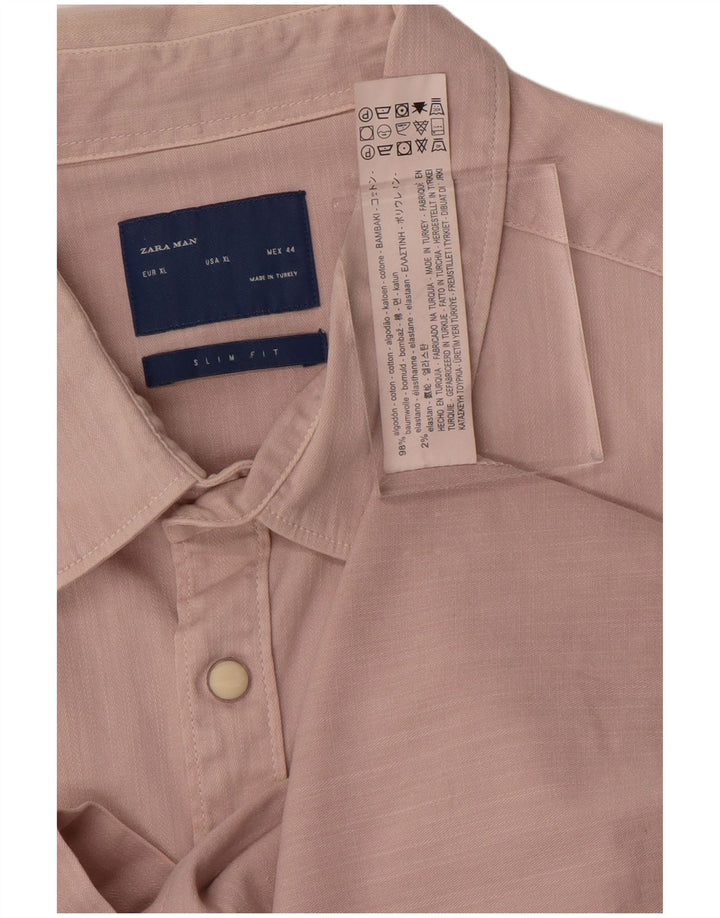 Zara Mens Slim Fit Shirt XL Pink Cotton