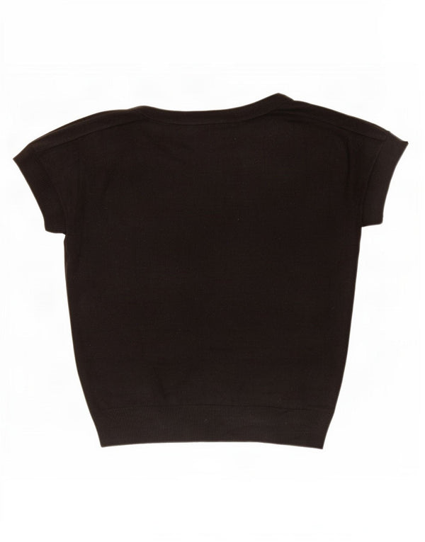 Marks & Spencer Womens Oversized Blouse Top UK 8 Small Black Acrylic
