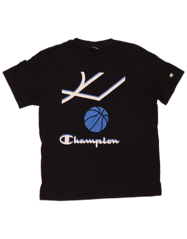 Champion Mens Graphic T-Shirt Top Medium Black