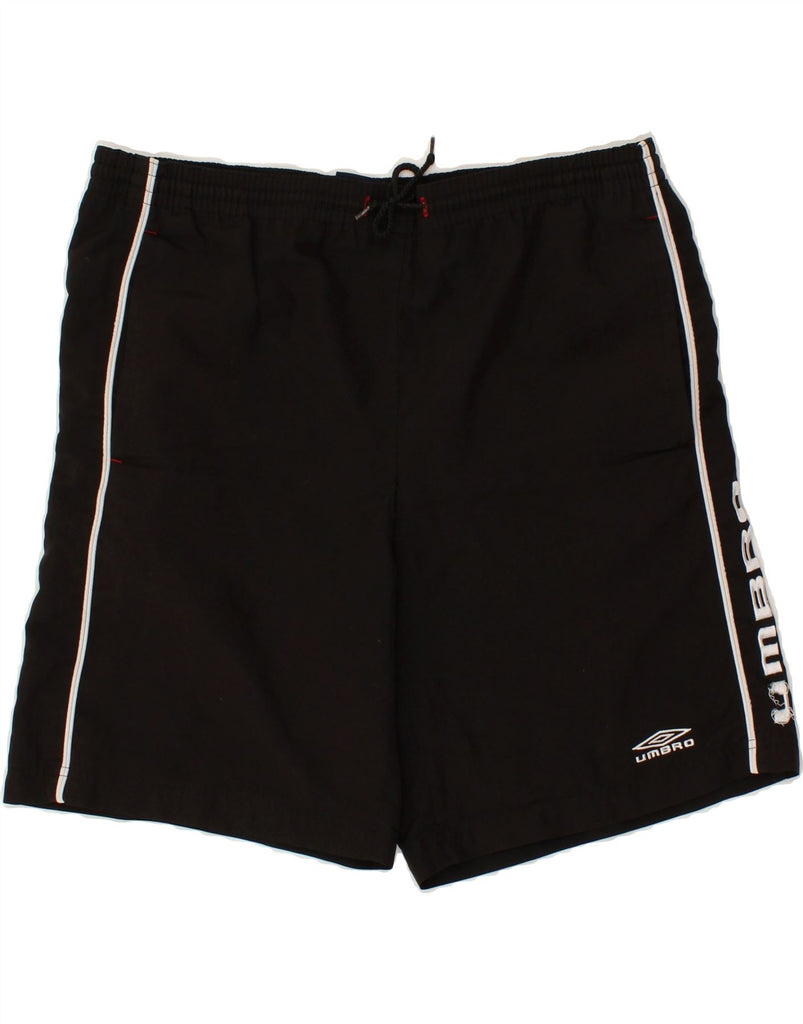 UMBRO Mens Graphic Sport Shorts Medium Black Polyester | Vintage Umbro | Thrift | Second-Hand Umbro | Used Clothing | Messina Hembry 