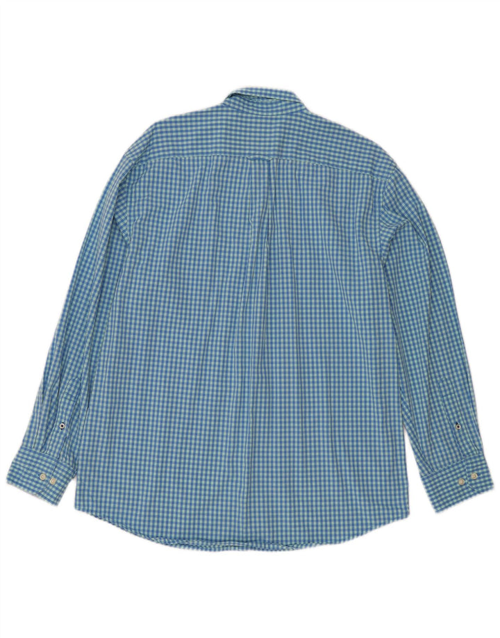 Izod Mens Shirt Large Blue Gingham Cotton