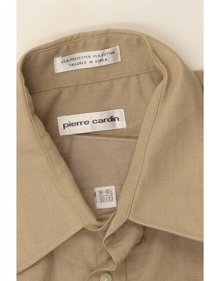 Pierre Cardin Mens Shirt Size 16 1/2 Large Brown Polyester