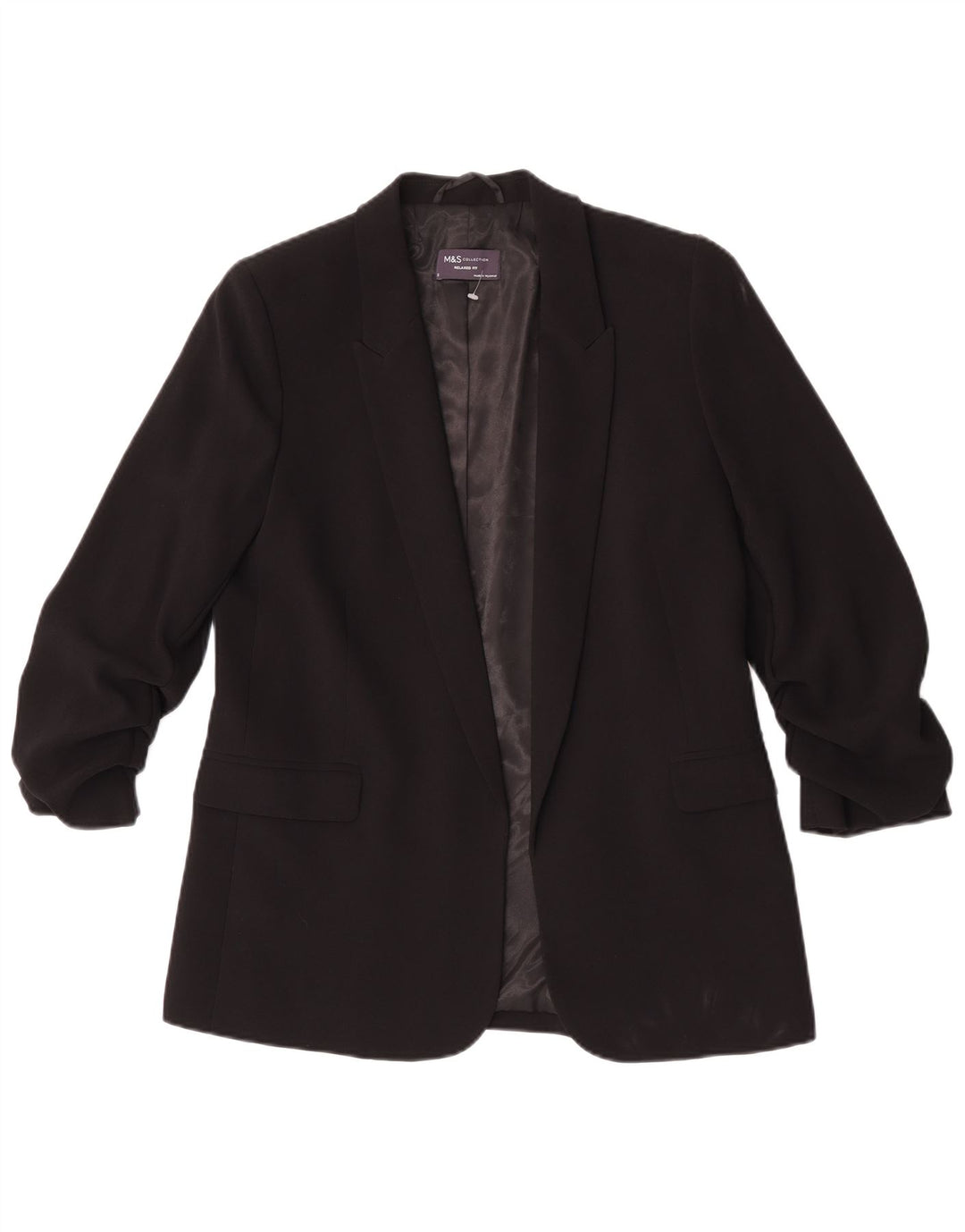 Marks & Spencer Womens 3/4 Sleeve Blazer Jacket UK 10 Small Black