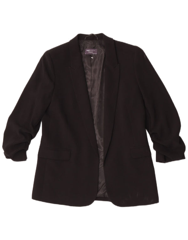 Marks & Spencer Womens 3/4 Sleeve Blazer Jacket UK 10 Small Black