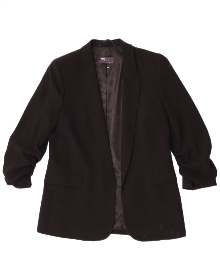 Marks & Spencer Womens 3/4 Sleeve Blazer Jacket UK 10 Small Black
