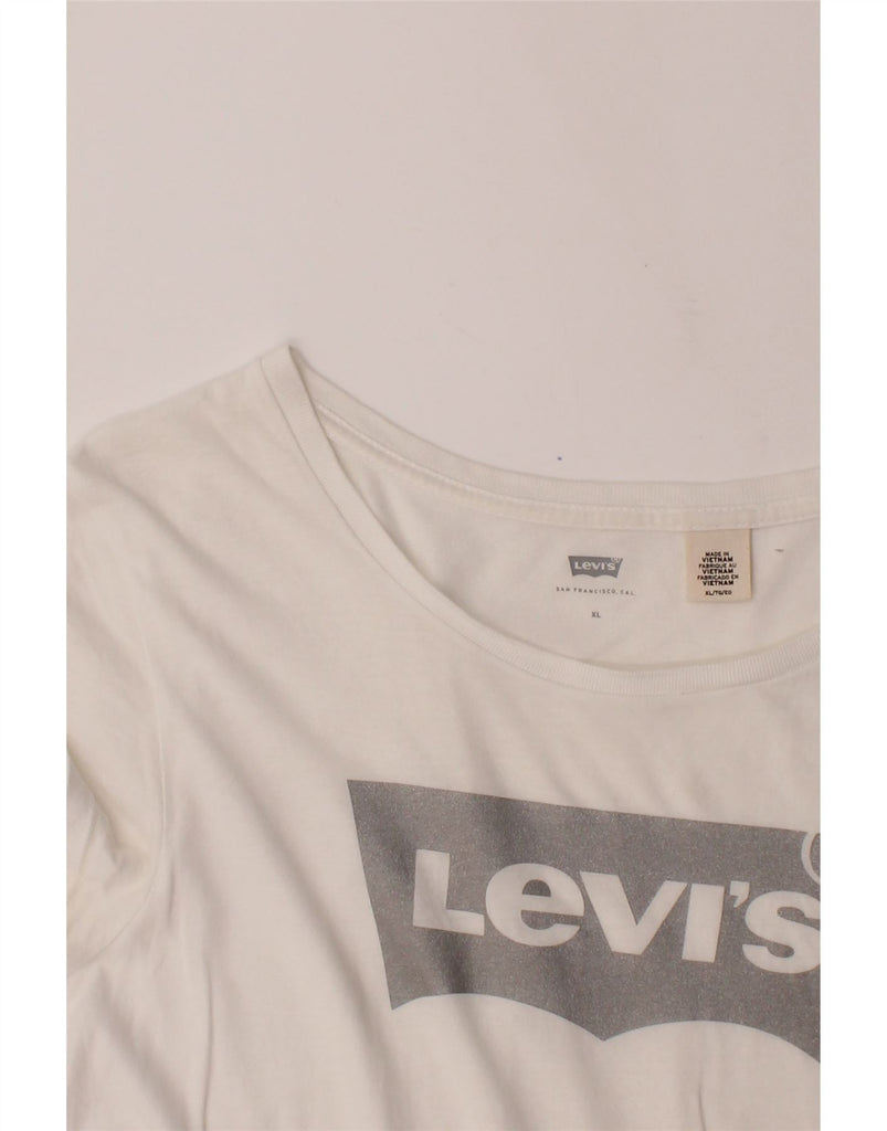 LEVI'S Womens Graphic T-Shirt Top UK 18 XL White Cotton Vintage Levi's and Second-Hand Levi's from Messina Hembry 