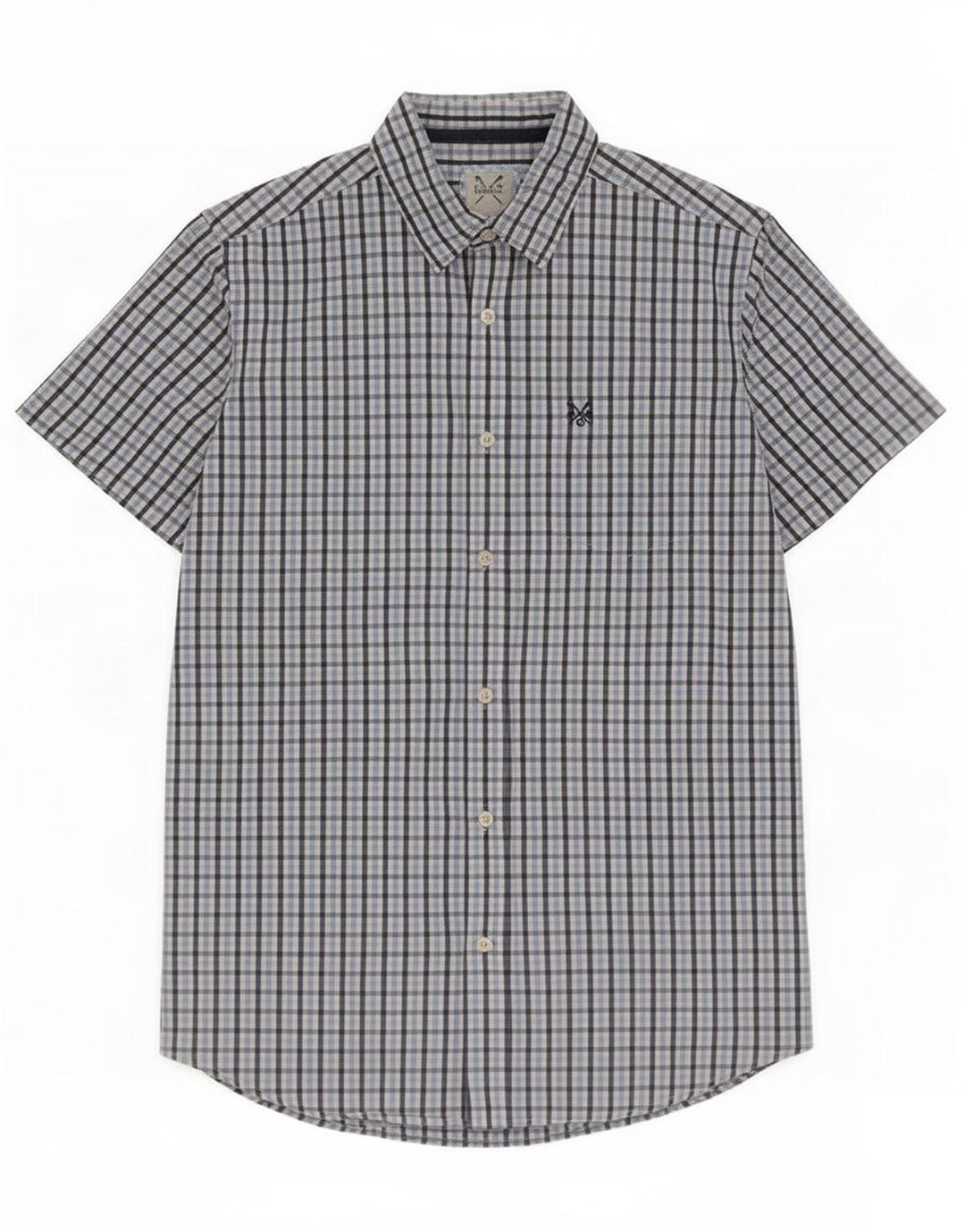 Crew Clothing Mens Short Sleeve Shirt Medium Blue Gingham Cotton