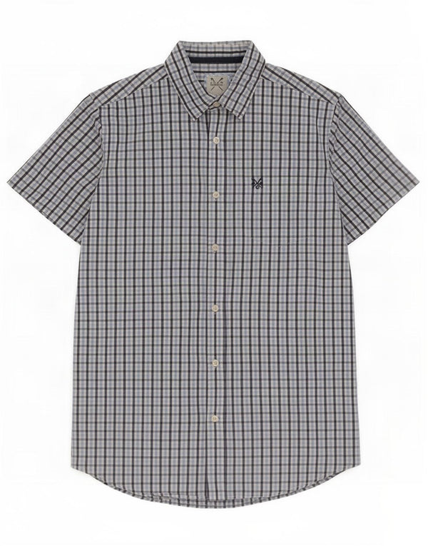 Crew Clothing Mens Short Sleeve Shirt Medium Blue Gingham Cotton