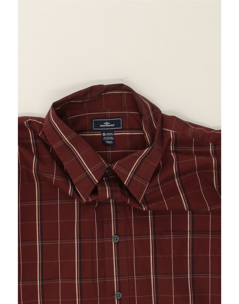 DOCKERS Mens Shirt Size 17/17 1/2 XL Maroon Check Cotton | Vintage Dockers | Thrift | Second-Hand Dockers | Used Clothing | Messina Hembry 