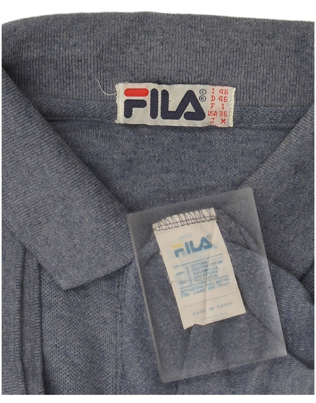 Fila Mens Polo Shirt IT 46 Small Blue Flecked Cotton