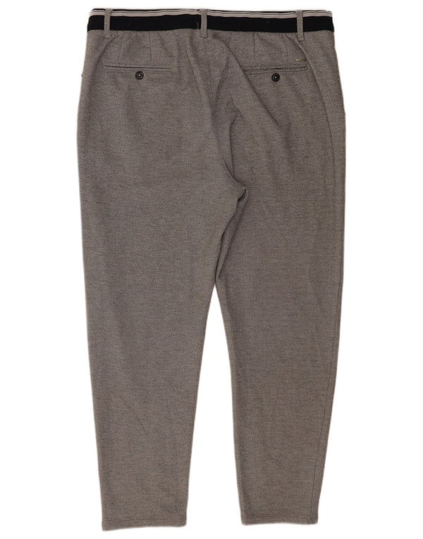 Zara Mens Slim Cropped Trousers XL W34 L26 Grey Polyester