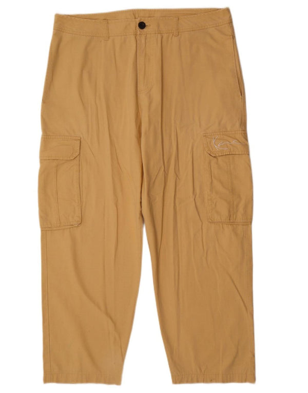 Karl Kani Mens Crop Cargo Trousers XL W38 L26 Beige Cotton