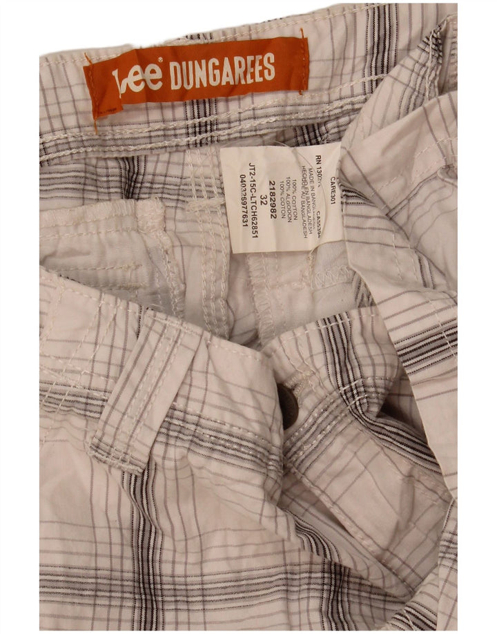 Lee Mens Cargo Shorts W32 Medium White Plaid Cotton