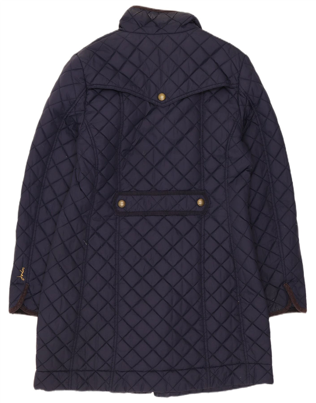 Joules Womens Quilted Overcoat UK 12 Medium  Navy Blue Cotton