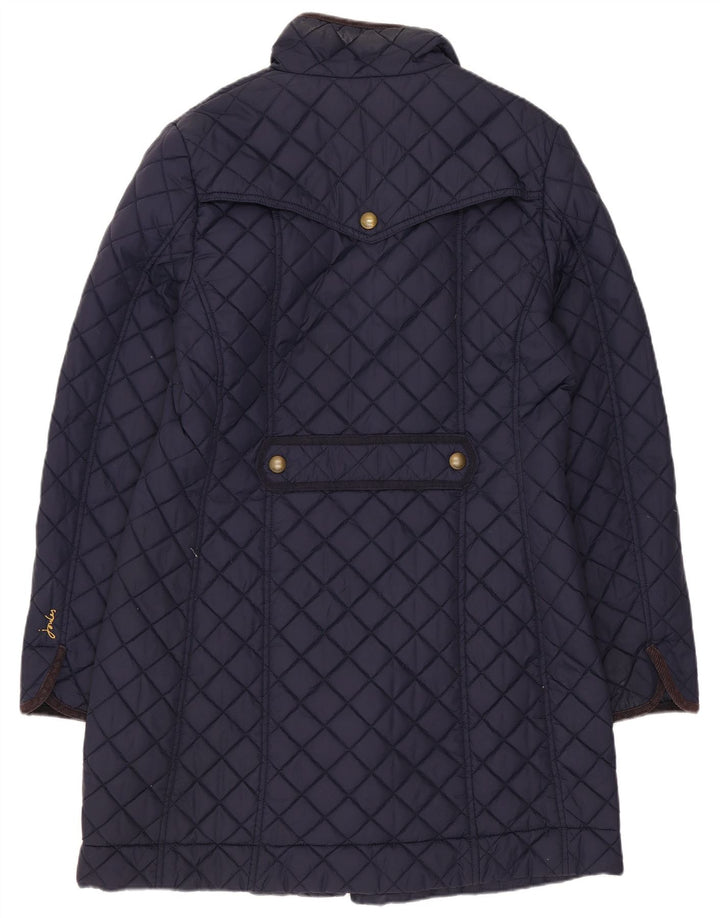 Joules Womens Quilted Overcoat UK 12 Medium  Navy Blue Cotton