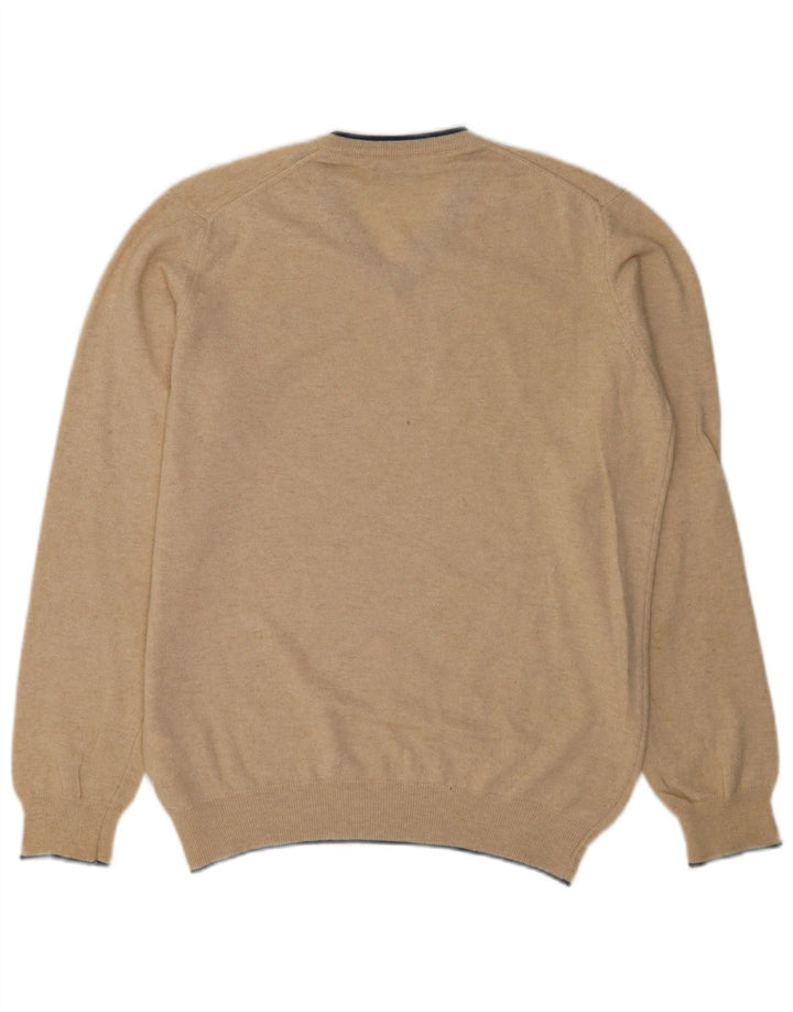 North Sails Mens V-Neck Jumper Sweater Small Beige Polyamide