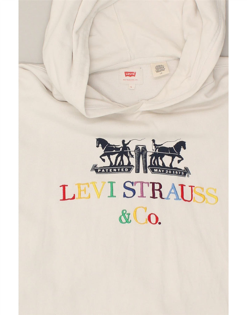 LEVI'S Mens Graphic Hoodie Jumper Large White Cotton | Vintage Levi's | Thrift | Second-Hand Levi's | Used Clothing | Messina Hembry 