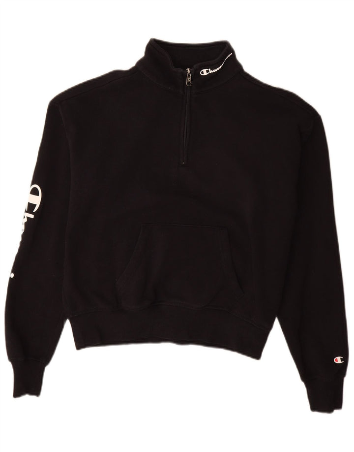 Champion Womens Oversized Graphic Sweatshirt Jumper UK 10 Small Black