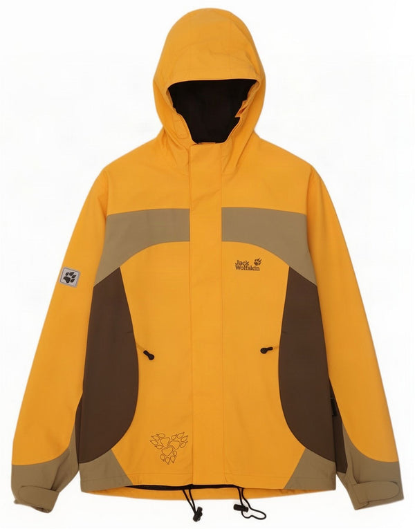 Jack Wolfskin Boys Graphic Rain Jacket 15-16 Years Yellow Colourblock