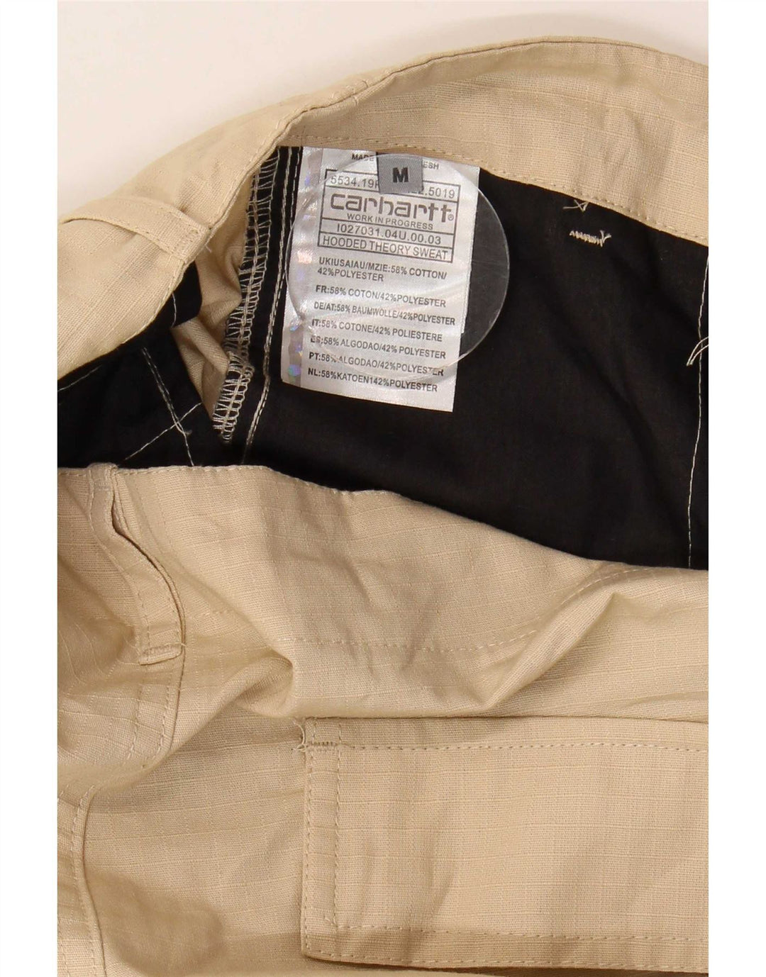 Carhartt Mens Straight Cargo Trousers Medium W34 L29 Beige Cotton