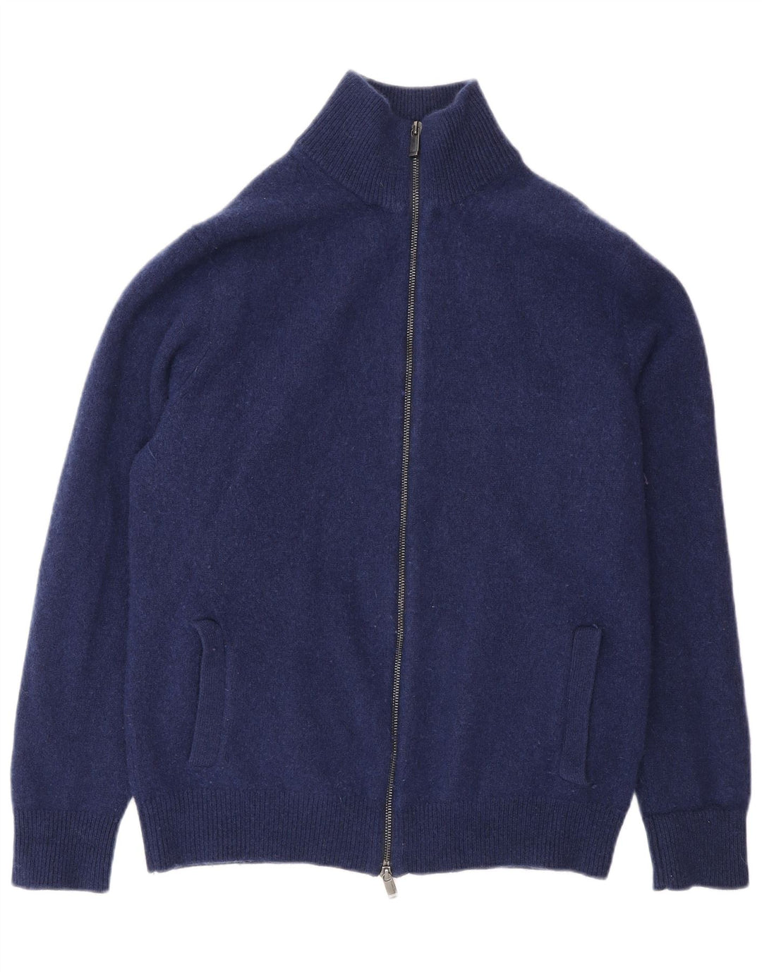 Massimo Dutti Mens Cardigan Sweater Large Navy Blue Wool