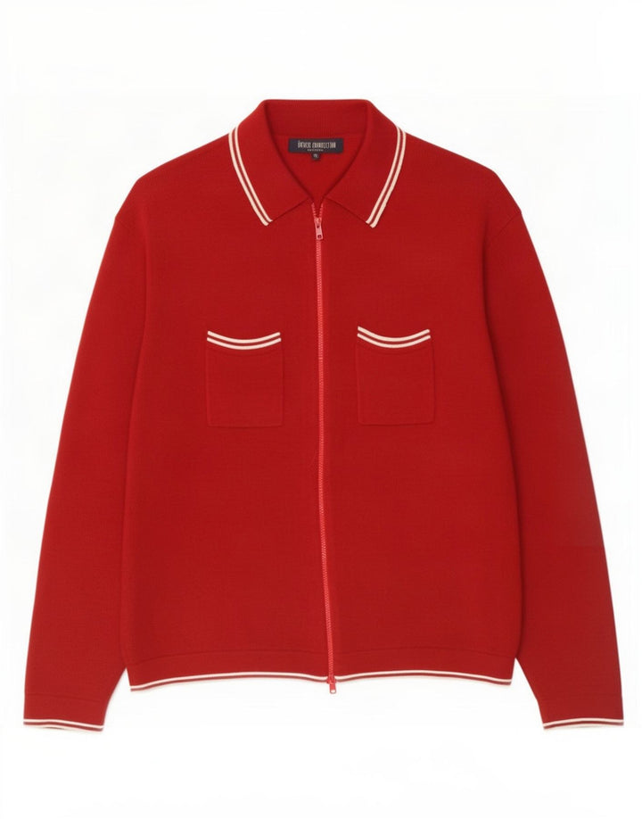 French Connection Mens Cardigan Sweater XL Red Wool