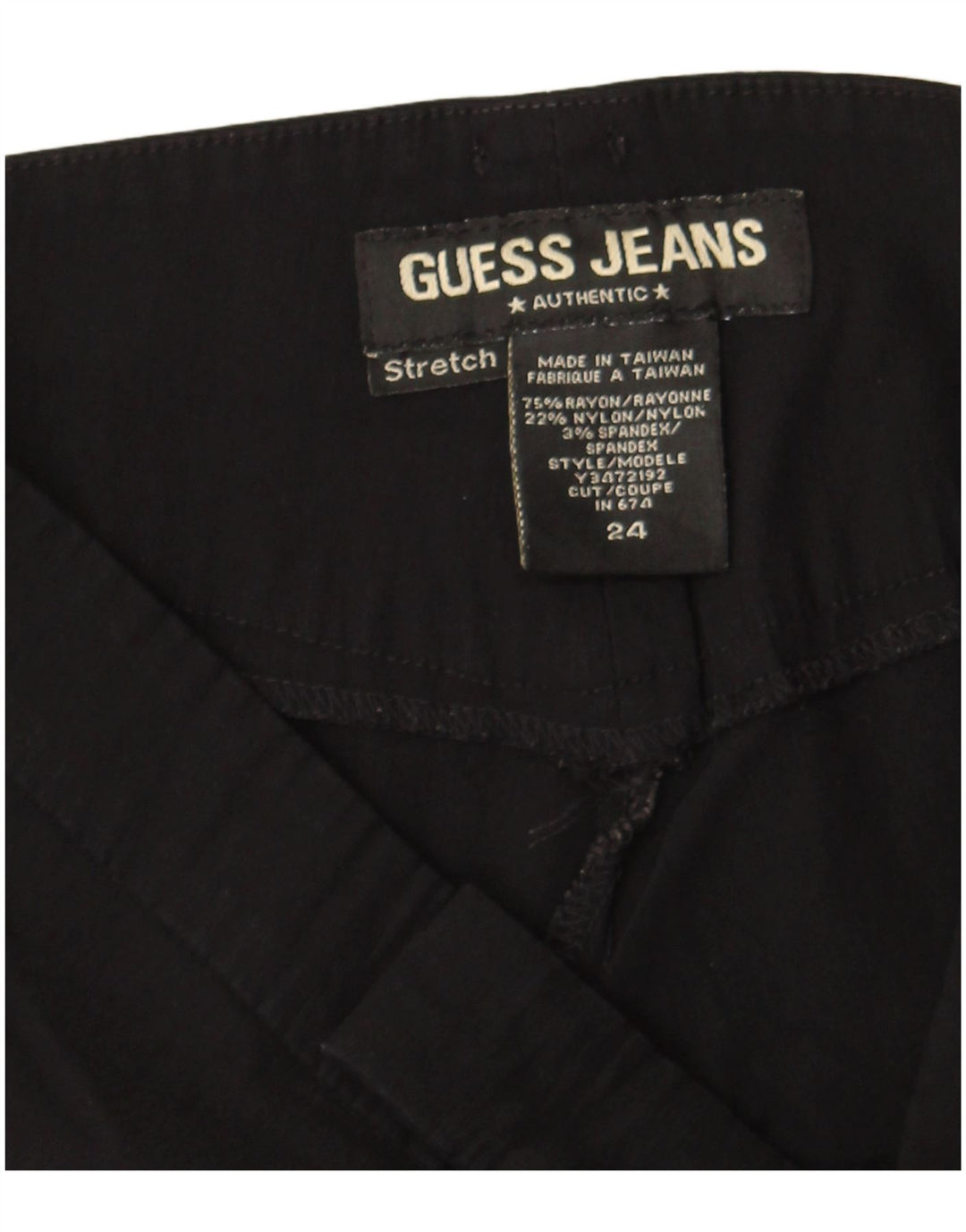 Guess Womens Bootcut Casual Trousers W24 L32 Black Colourblock Rayon