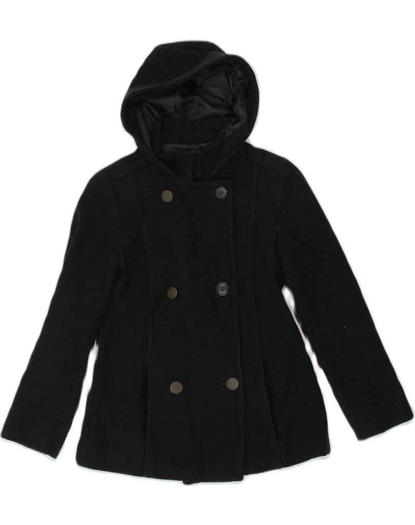 MAX & CO. Womens Hooded Pea Coat UK 10 Small Black Wool | Vintage Max & Co. | Thrift | Second-Hand Max & Co. | Used Clothing | Messina Hembry 