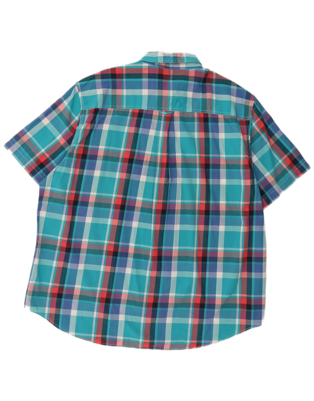Chaps Mens Big Short Sleeve Shirt 2XL Blue Check Cotton
