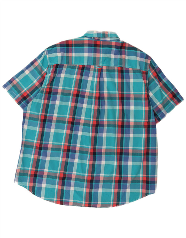 Chaps Mens Big Short Sleeve Shirt 2XL Blue Check Cotton