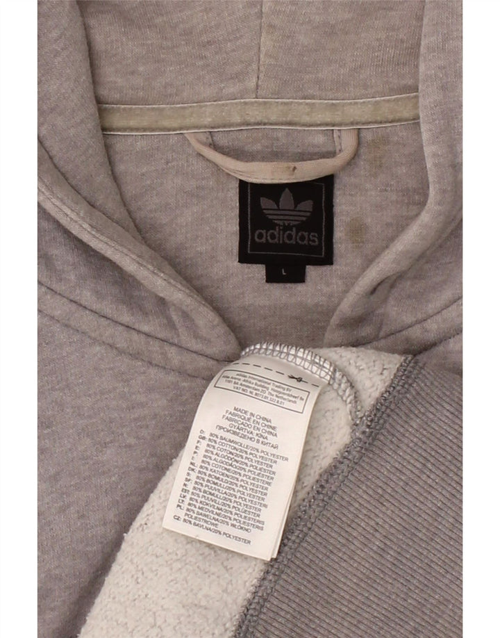 ADIDAS Mens Zip Hoodie Sweater Large Grey Cotton