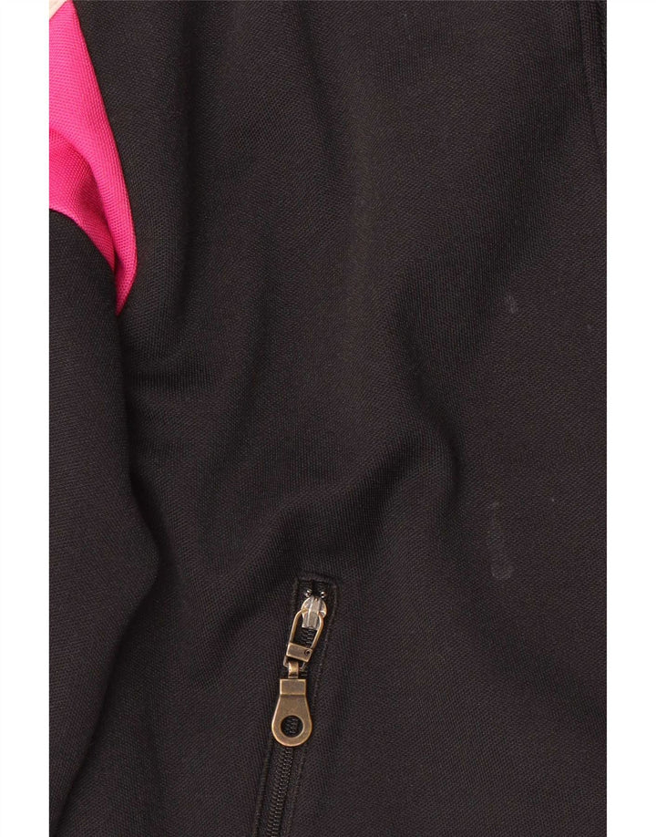 Adidas Womens Tracksuit Top Jacket UK 12 Medium Black Colourblock Cotton