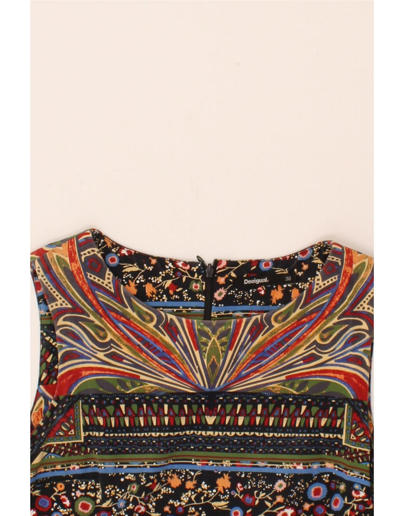 DESIGUAL Womens Abstract Pattern Sheath Dress EU 36 Small Multicoloured Vintage Desigual and Second-Hand Desigual from Messina Hembry 