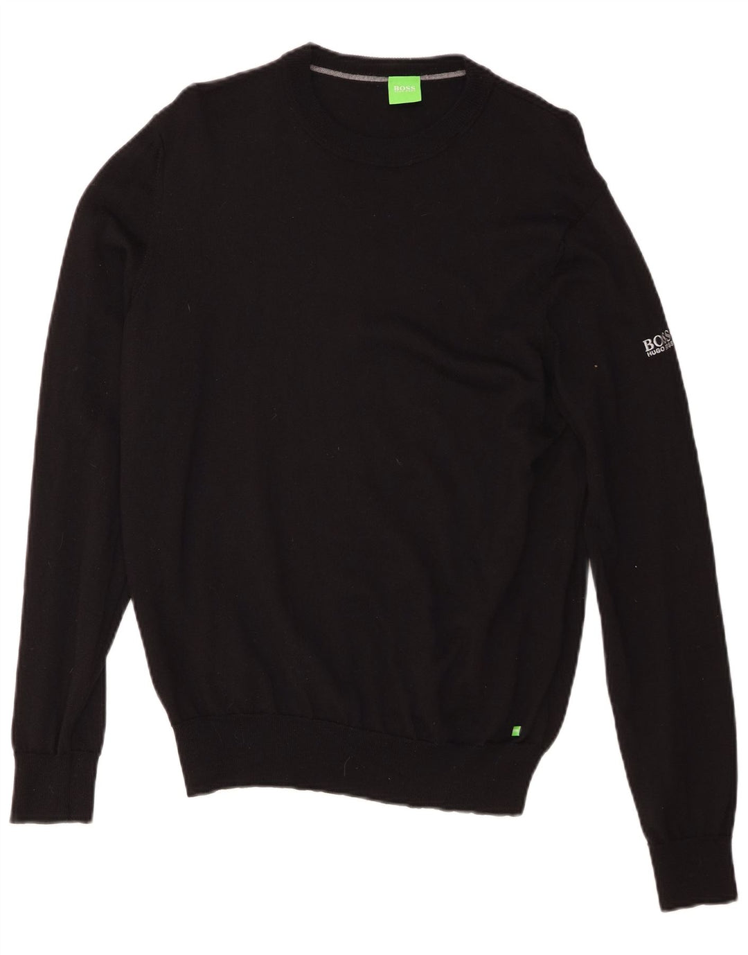 Hugo Boss Mens Crew Neck Jumper Sweater Large Black Virgin Wool