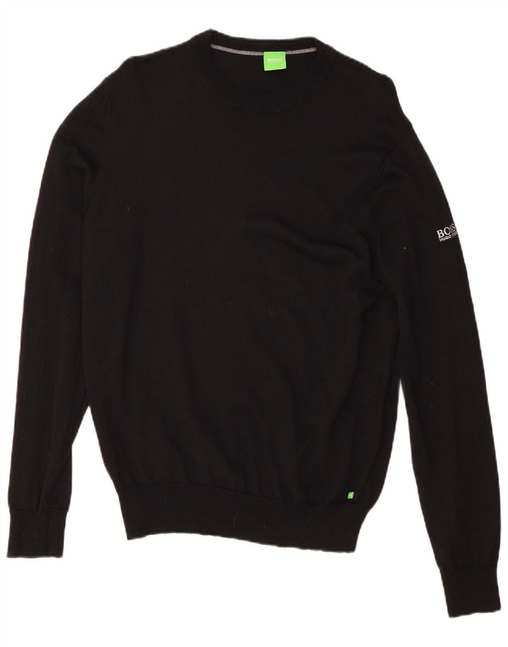 Hugo Boss Mens Crew Neck Jumper Sweater Large Black Virgin Wool