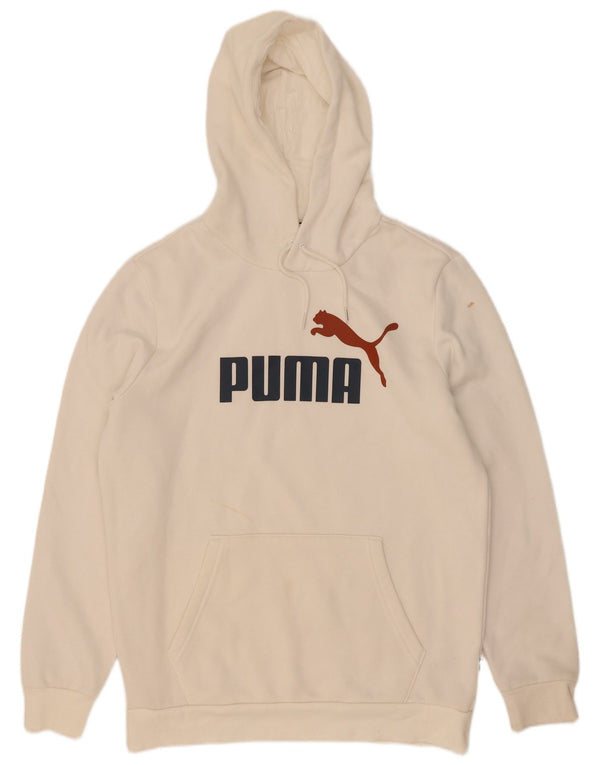 Puma Mens Graphic Hoodie Jumper Medium White Cotton