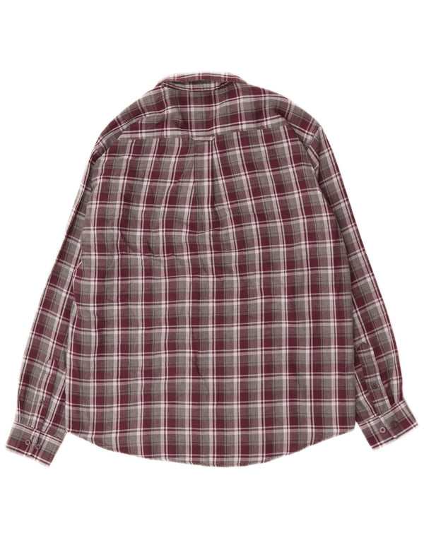 JAMES PRINGLE Mens Flannel Shirt XL Burgundy Check Cotton