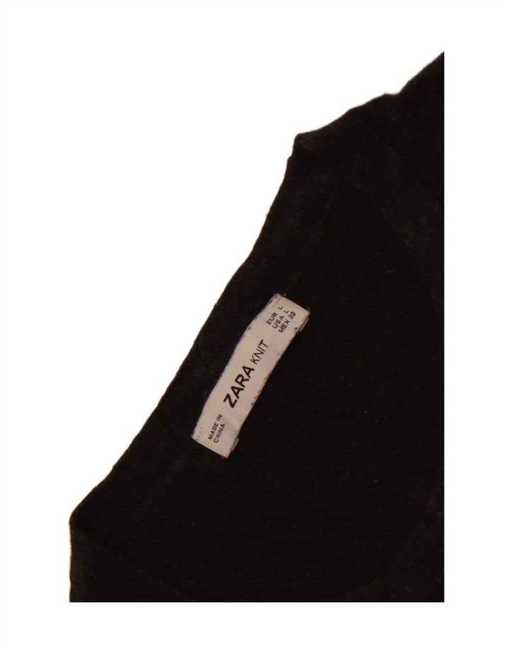 Zara Womens Crew Neck Jumper Sweater UK 14 Large Grey