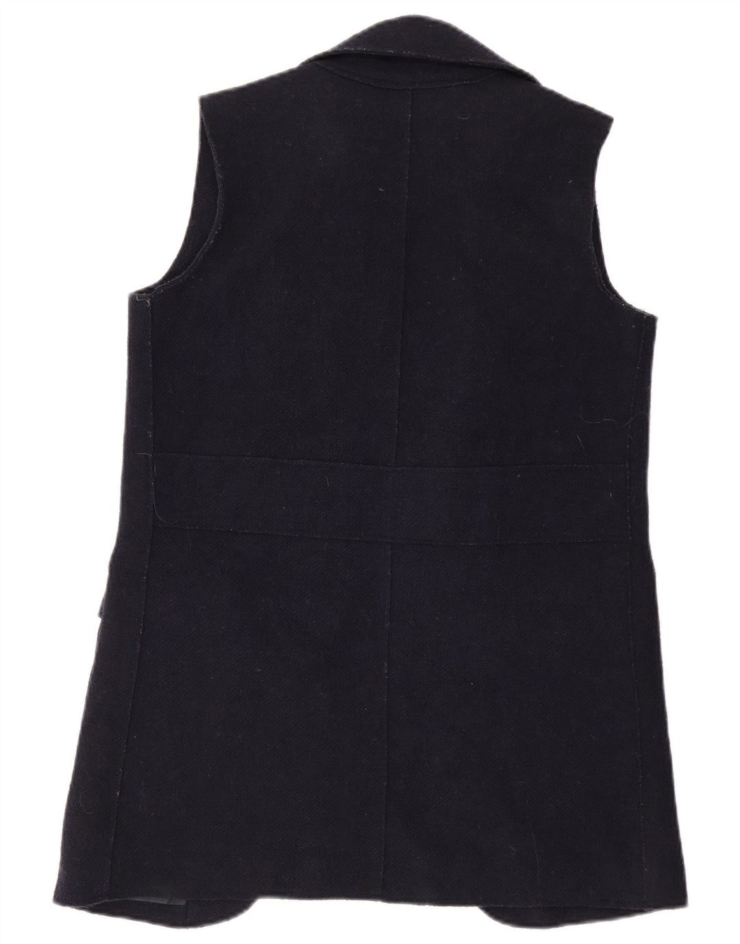 Zara Womens Longline Open Gilet UK 10 Small Navy Blue Wool