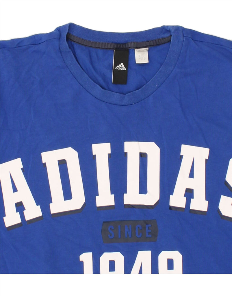 ADIDAS Mens Graphic T-Shirt Top Medium Blue Vintage Adidas and Second-Hand Adidas from Messina Hembry 