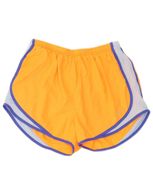 Nike Womens Dri Fit Sport Shorts UK 12 Medium Orange Colourblock