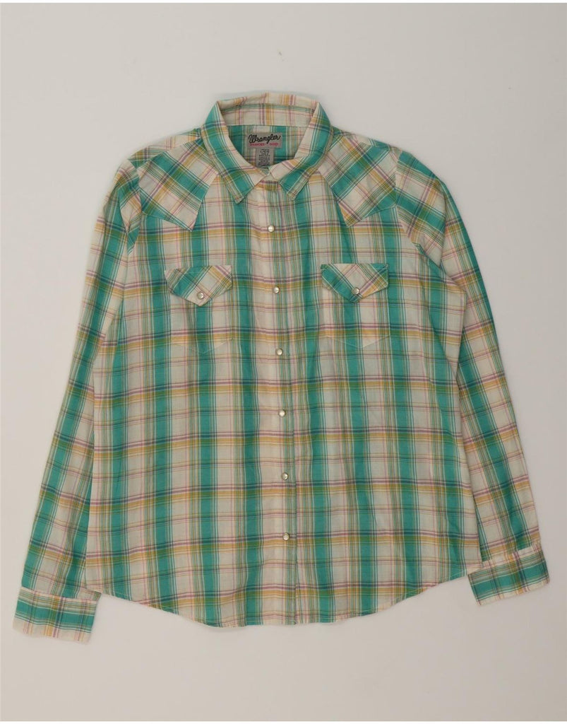 WRANGLER Womens Loose Fit Shirt UK 16 Large Green Check Cotton Vintage Wrangler and Second-Hand Wrangler from Messina Hembry 