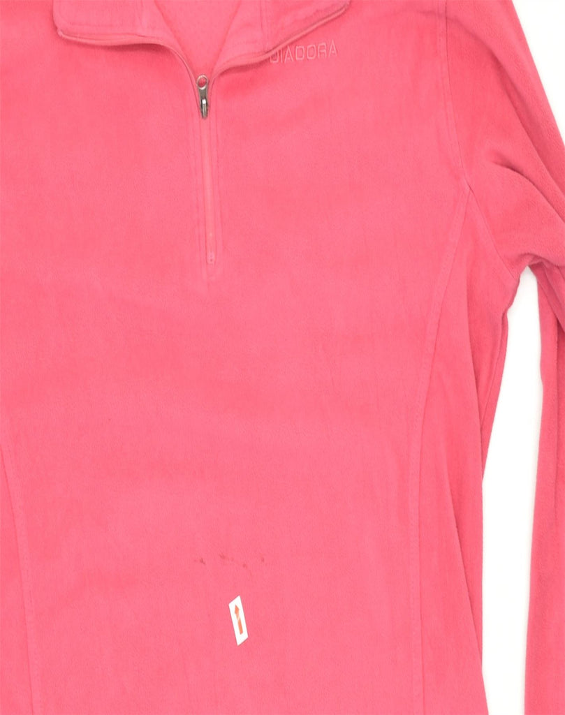 DIADORA Womens Oversized Fleece Zip Neck Jumper Sweater UK 18 XL Pink | Vintage | Thrift | Second-Hand | Used Clothing | Messina Hembry 