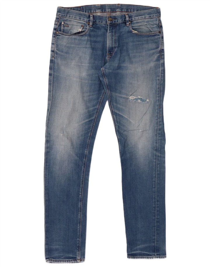 MICHAEL KORS Mens Distressed Slim Jeans W33 L34 Blue Cotton